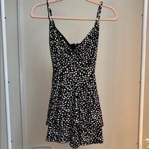 Black and White Polka Dot Romper Dress